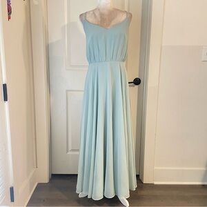 Revelry Sage green Chiffon Bridesmaid Maxi Dress Sz 12
